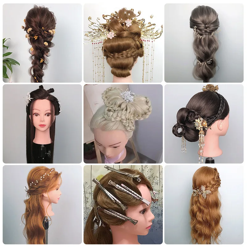 Tête de poupée tressée pour salon de coiffure, modèle de vrais cheveux, apprentissage de la coiffure, perruque à friser