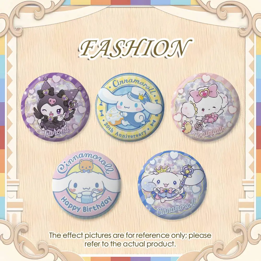 

Cinnamoroll Melody Kuromi Badges Round Exquisite Badge Brooches Creative Pins For Clothes Hat Backpack Gift Accessories