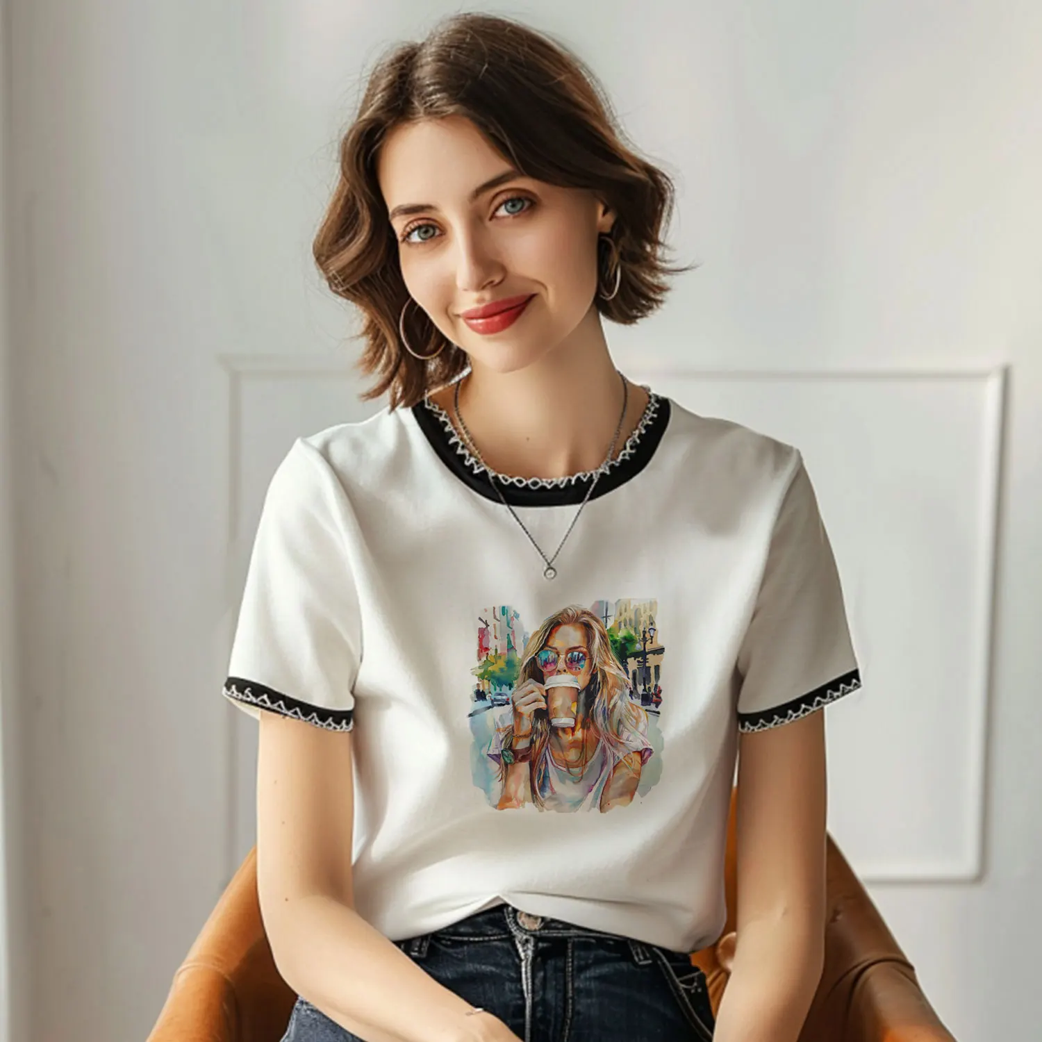 Iron-on Decal Patch for Cloth Beautiful Confident Girl Oil Painting Wild Freedom Sexy Colorful Creations DIY Decoration