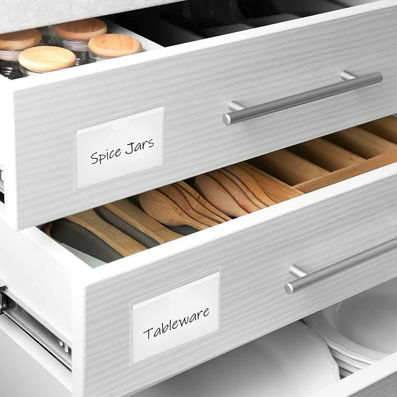 180Pcs Self-Adhesive ที่วางป้ายการ์ดกระเป๋าที่วางป้าย Clear Library ซองใส่บัตรด้านบนเปิดสำหรับบัตรดัชนี