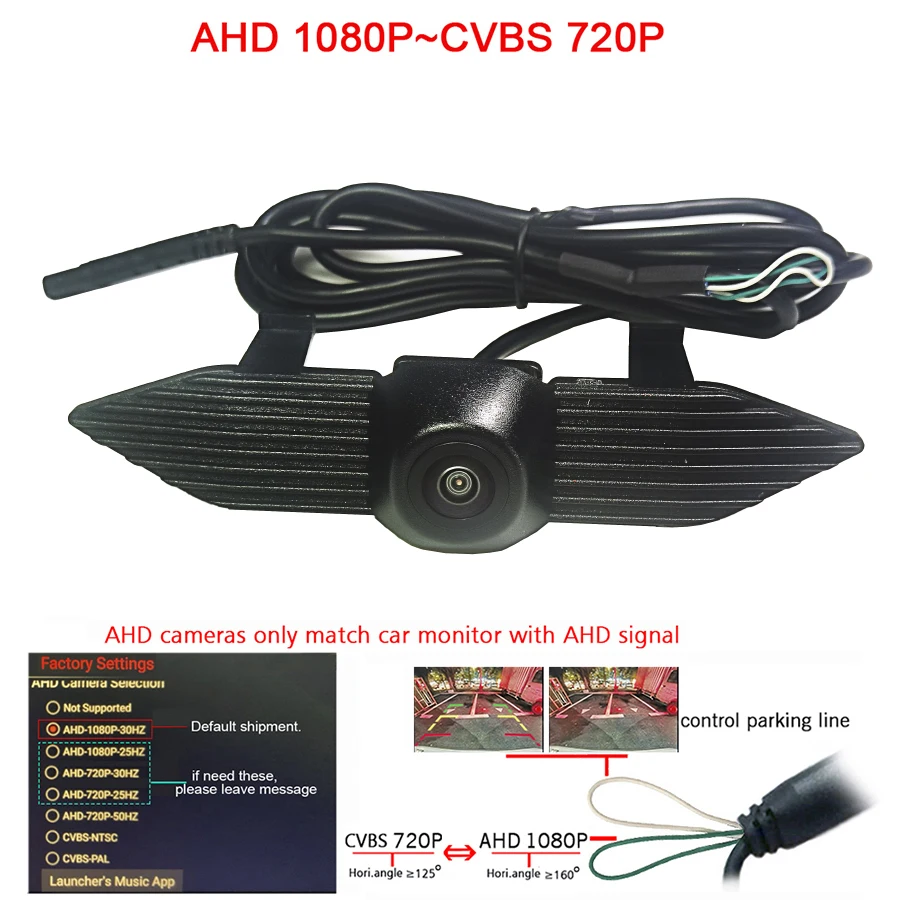 

180deg fisheye 1920*1080P AHD Car Front View Camera for Toyota Wildlander Frontlander 2022 Front grille parking camera HD720P