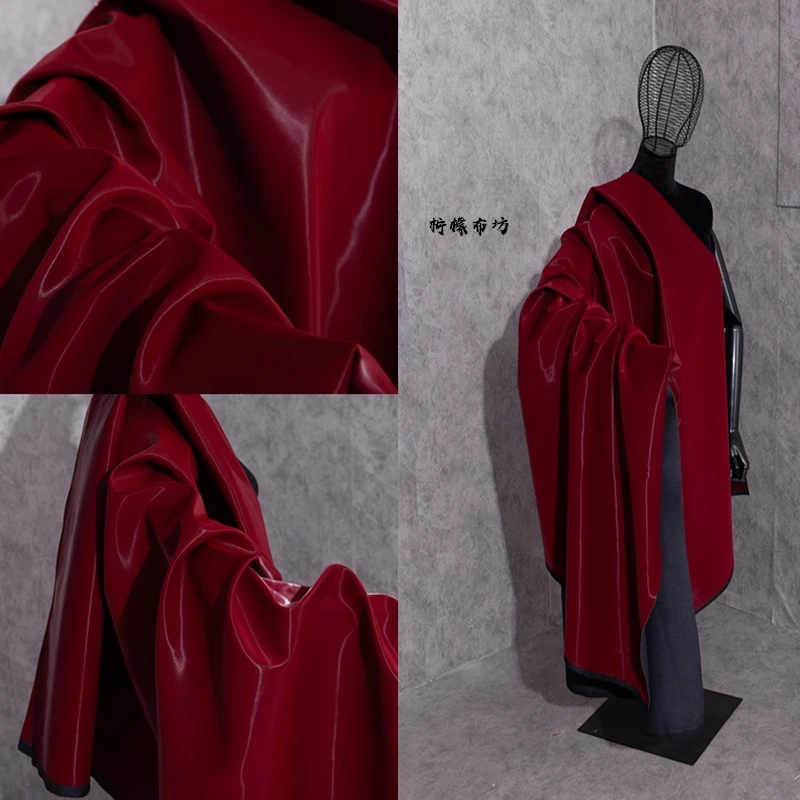 Wine Red Leather Fabric PU Material Wide Wear-resistant Artificial Leather Clothing Cloth By The Meter for Sewing Diy