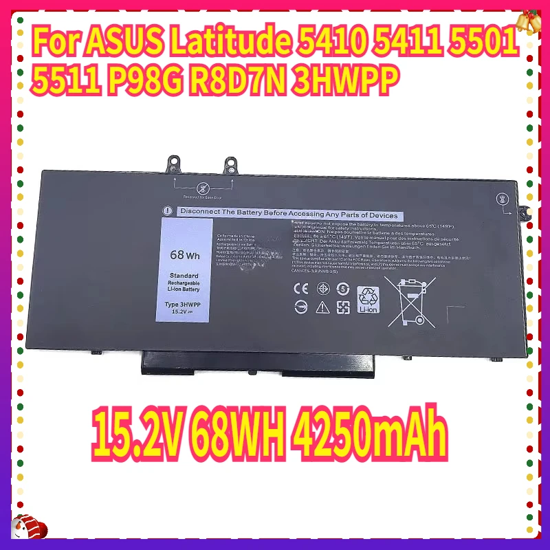 4250mAh High Quality Laptop Battery For ASUS Latitude 5410 5411 5501 5511 P98G R8D7N 3HWPP Laptop Battery 15.2V 68WH