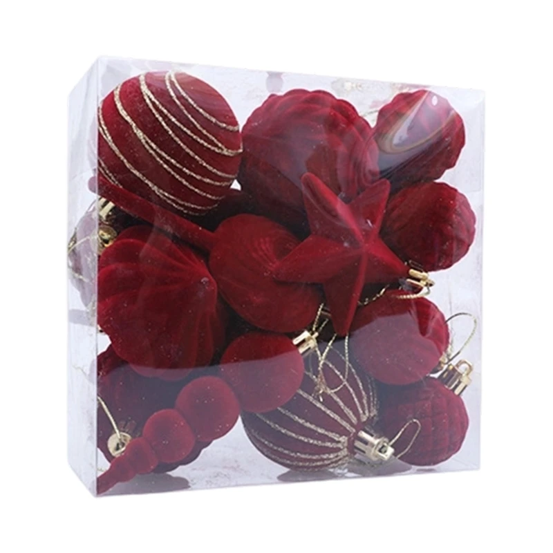  24Pcs Elegant Velvety Christmas Decors Sphere All Purpose Holiday Embellishments