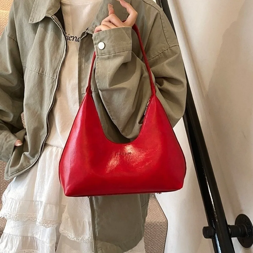 

Luxury Solid Color Women Hobo Bag Anti-Splash Water Large Capacity Underarm Bag Handbag Side Bag PU Leather Shoulder Bag Girls