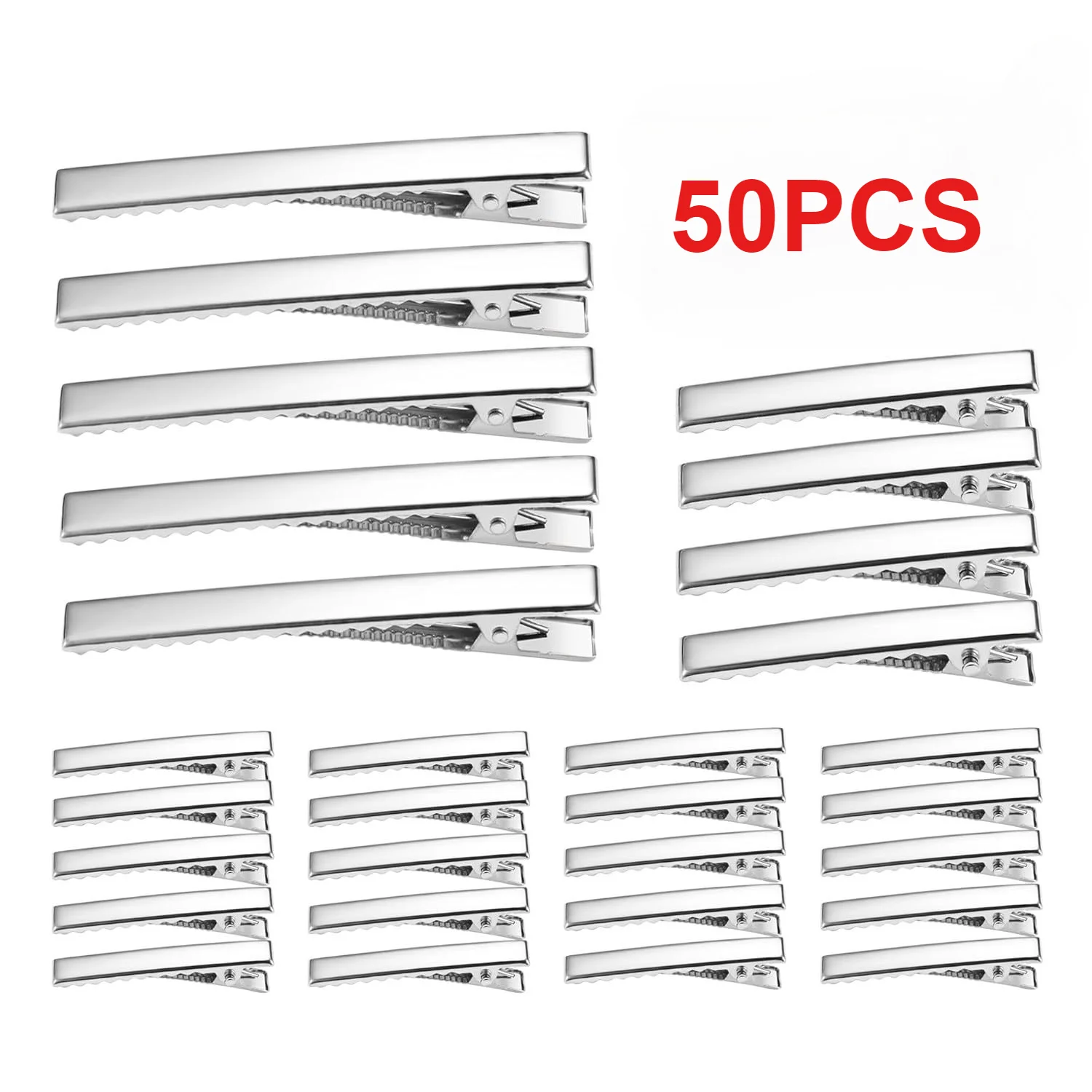 50pcsHair Clips Metal Single Prong Alligator Hairpin Teeth Blank Setting Accessories for Jewelry Making DIY Women Hair Clip Tool