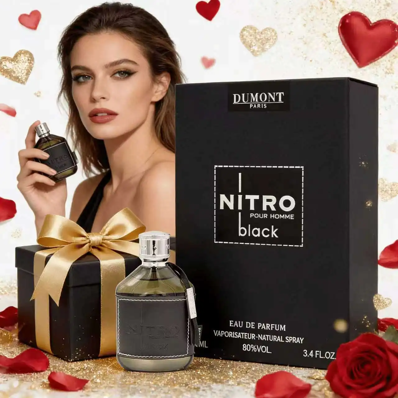 

Nitro Black 3.4 Fl Oz Eau De Parfum for Men – Dark Sweet Fruity Woody Fragrance – Luxurious Long Lasting Scent, Ideal Gift
