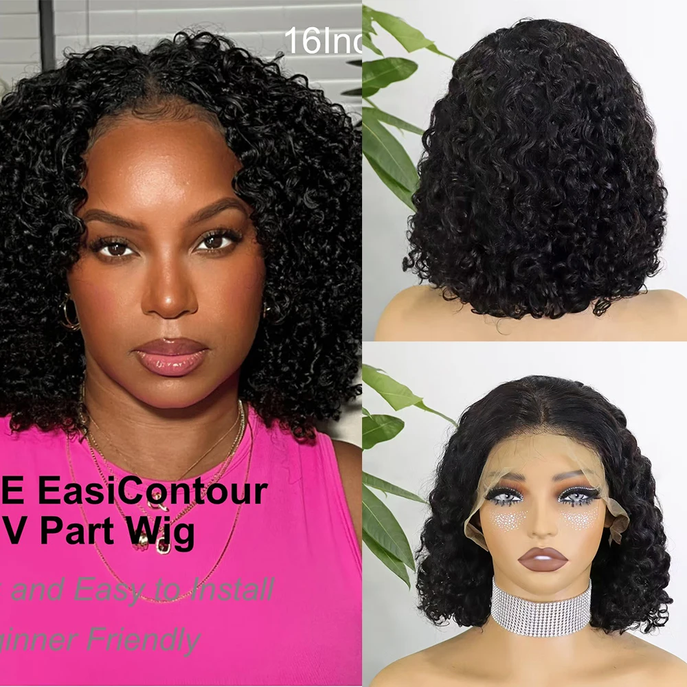 

Toocci Curly Human Hair Wig Transparent 13x4 Lace Front Wig Brazilian Remy Roma Curly Human Hair Wig for Women 12 14 16 Inches