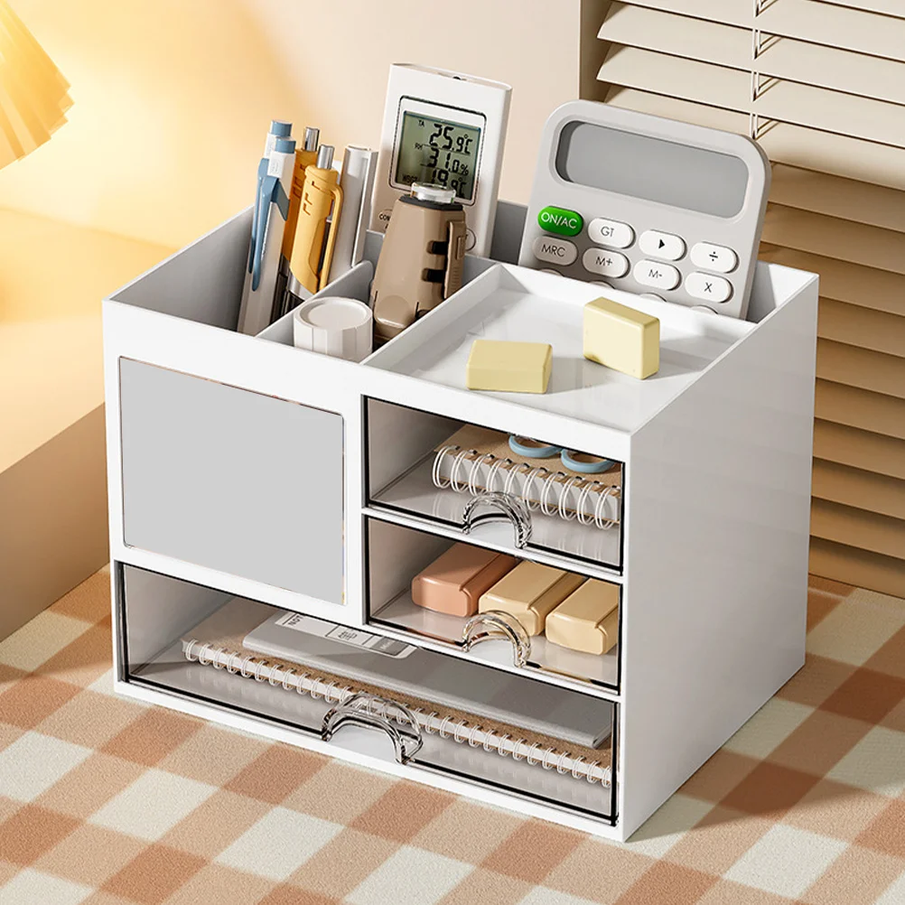 Practical Desktop Organizer Drawer Type Storage Box Stationery Organizer Long-Lasting Multi- Office