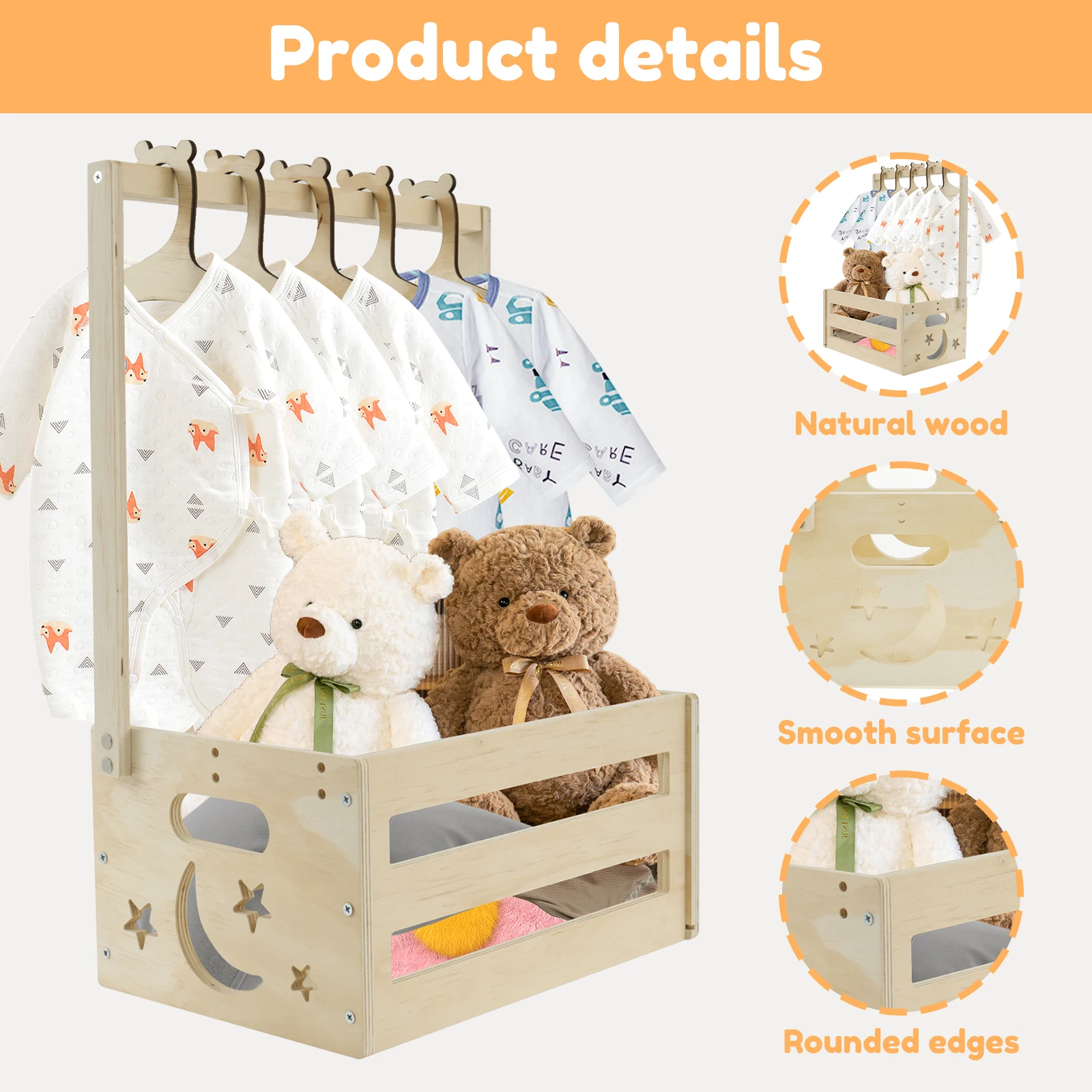 Baby Shower Storage Basket Wood Children Toy Clothing Storage Baskets Laundry Basket Sundries Home Organizer Storage Gift Basket