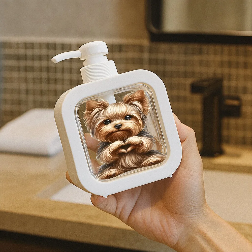 موزع صابون زجاجي لطيف للكلاب (مضخة): مرطب قابل لإعادة الملء، للحمام/المطبخ، صابون/غسول اليد، ديكور المطبخ + الحمام #1