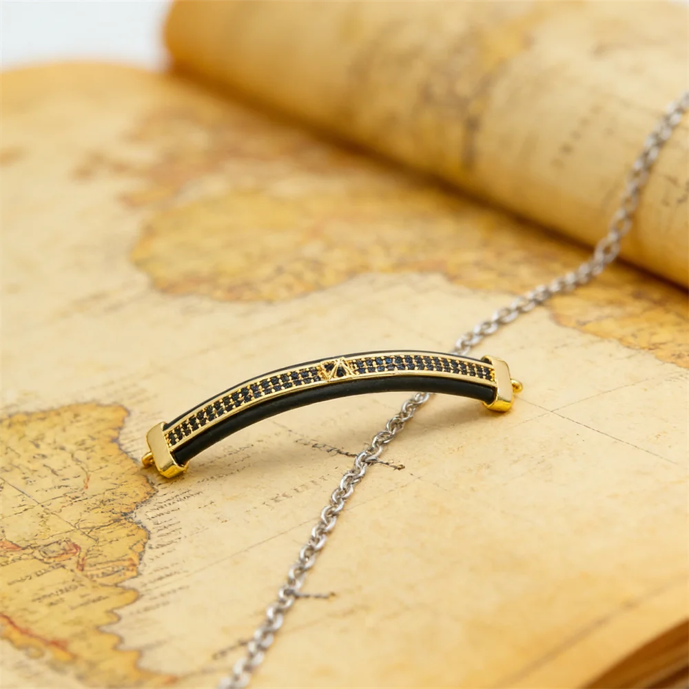 

1Pc Link Connectors Brass Cubic Zirconia Enamel Curved Charm for Diy Jewelry Necklace Bracelet Making Accessories for Women Men