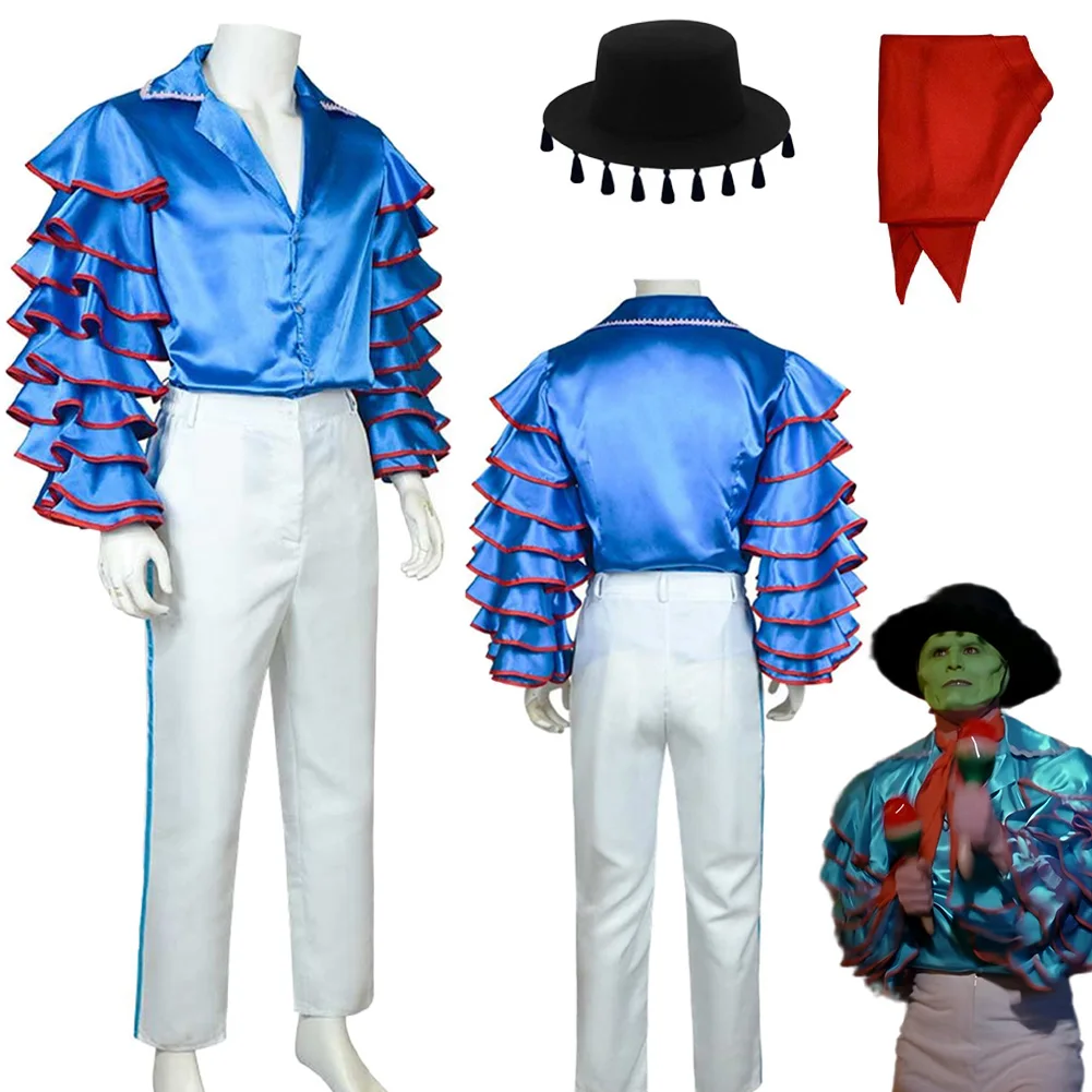 

Fantasia Stanley Cosplay Blue Dancing Clothing Hat 1994 Movie Mask Disfraz Costume Men Fantasy Halloween Carnival Party Clothes