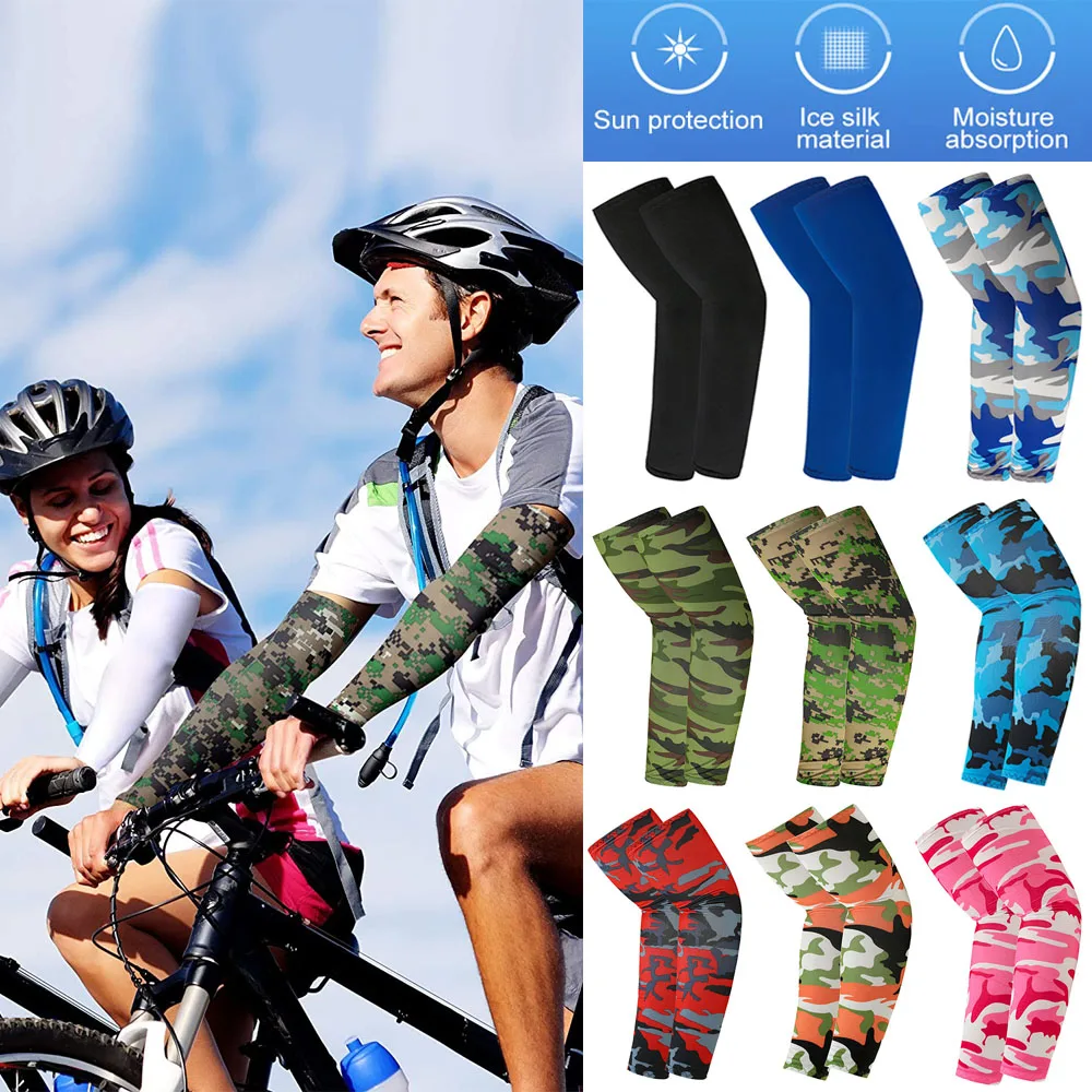 2Pcs Arm Sleeves Warmers Sports Sleeve Sun UV Protection Hand Cover Cooling Warmer Running Fishing Cycling