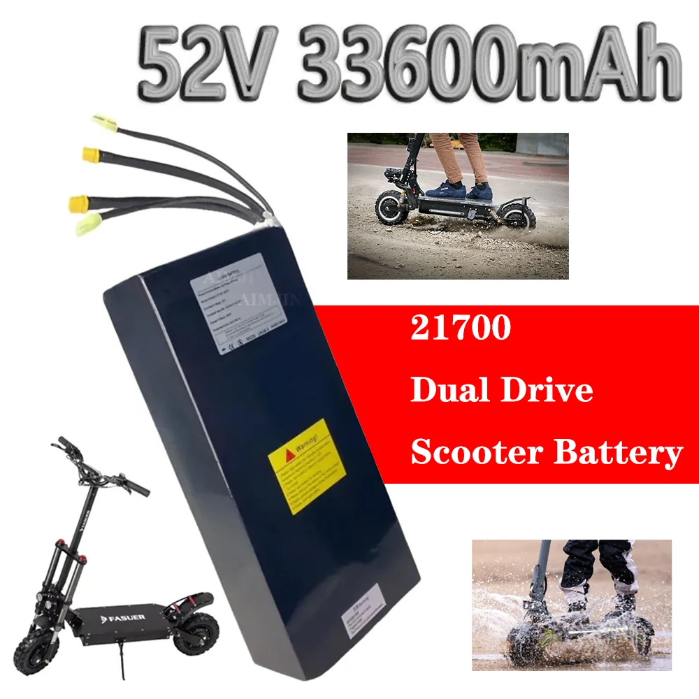 

52V 33.6Ah 21700 14S7P 14S4P Rechargeable Lithium Battery Pack Suitable for Dual Drive Scooter
