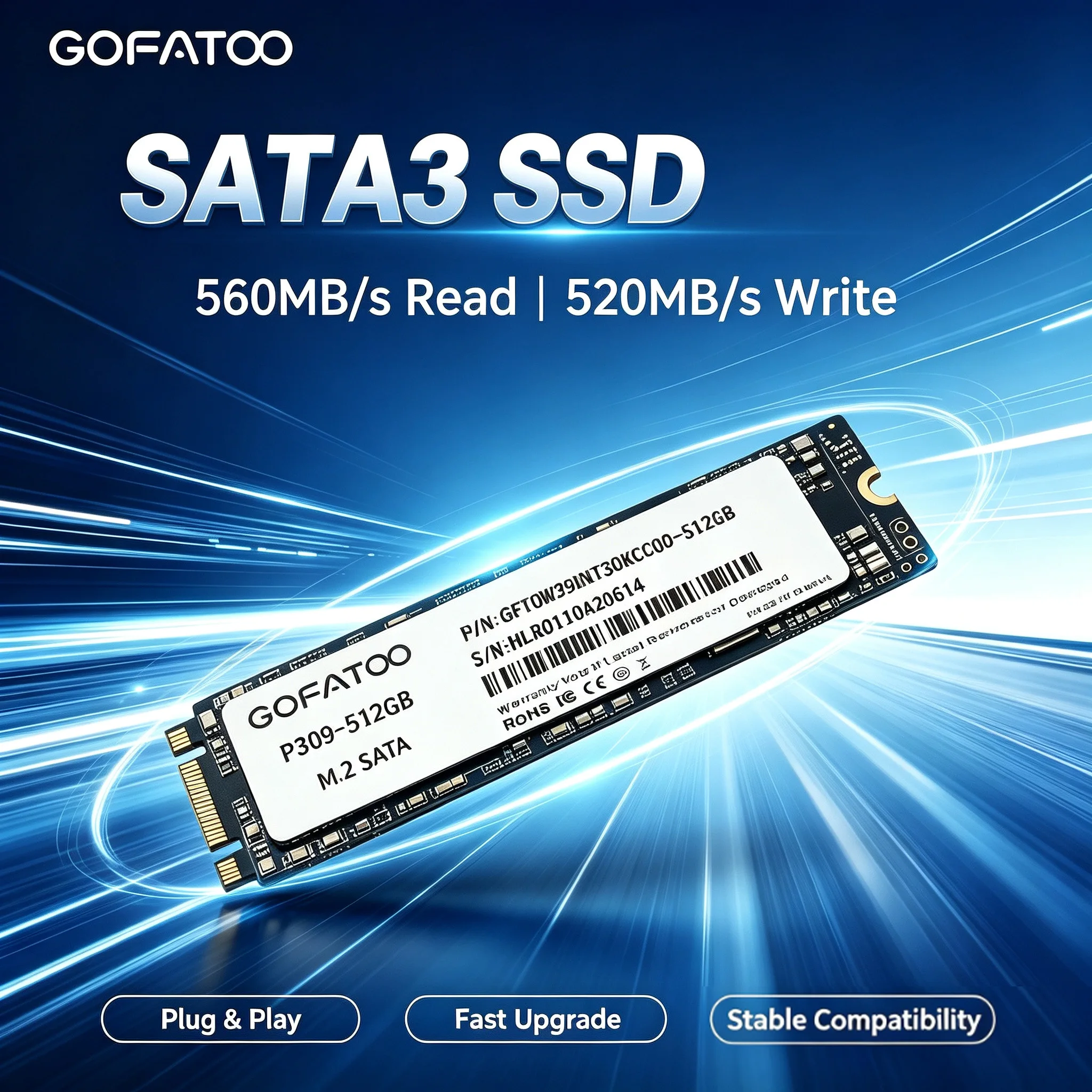 GOFATOO M.2 2280 SATA3 NGFF SSD 560 mo/s 128 go 256 go 512 go 1 To 2 To, disque interne pour ordinateur portable et ordinateur de bureau