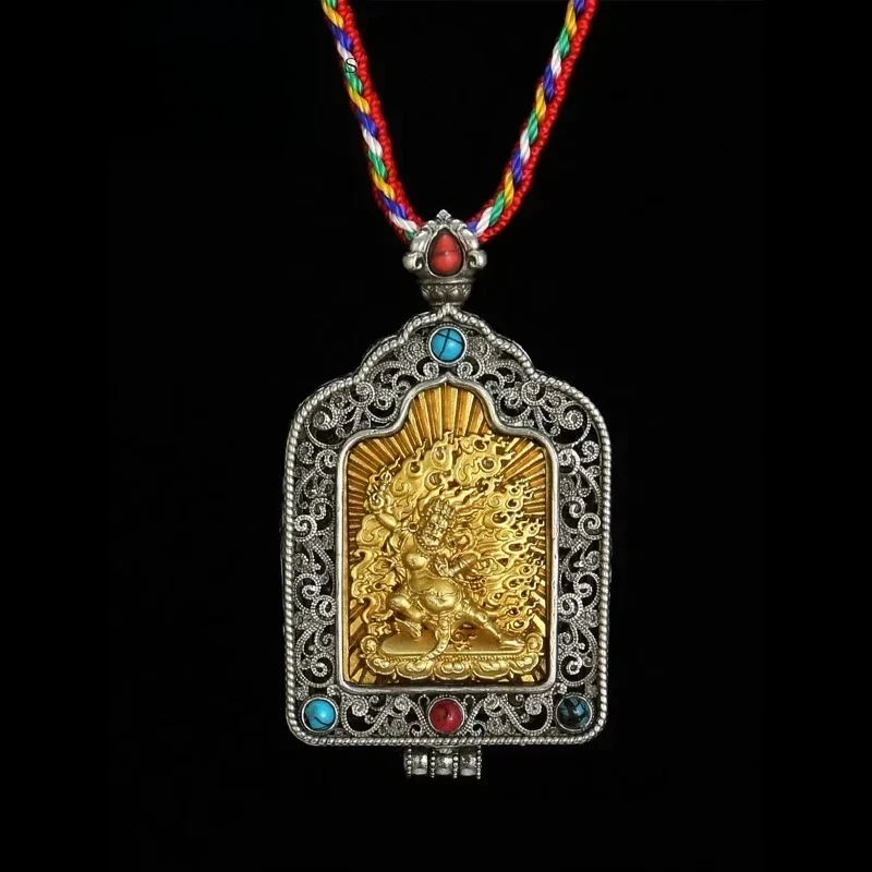 1 piece of Tibetan style brass black box pendant can be opened to place items men's and women's silver wire pendant