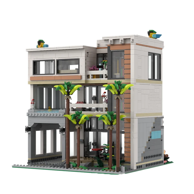 Stadt Serie Moderne Haus Modell Street View Architektur Bausteine DIY Montage Technologie Ziegel Desktop Display Spielzeug Geschenk