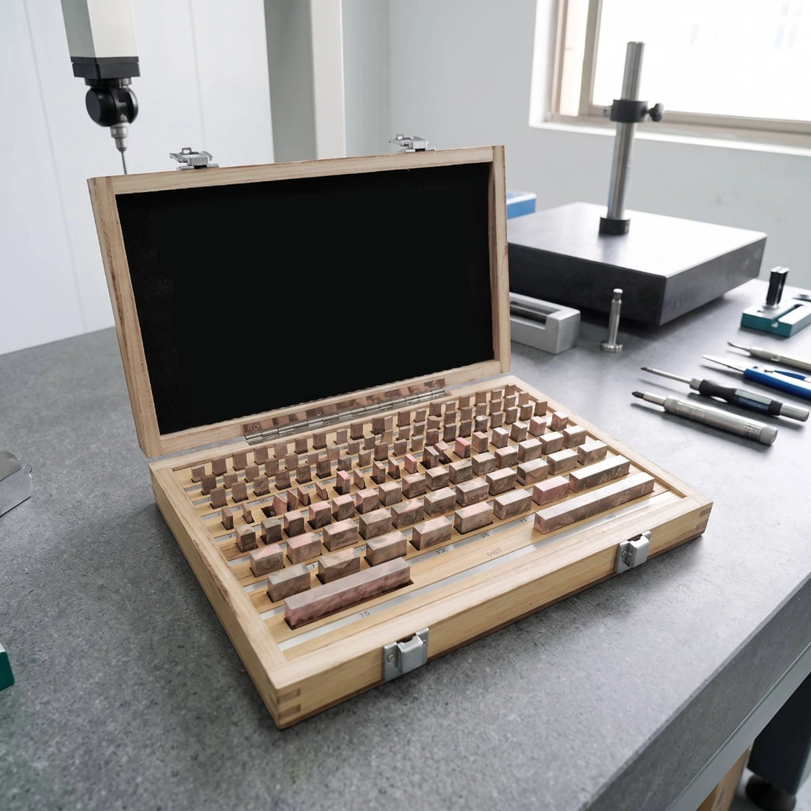 112 Pieces Gauge Block Set with Wooden Case Accurate Gauge Block Set Jo Blocks Rectangular Tooling Metal for Inspectors