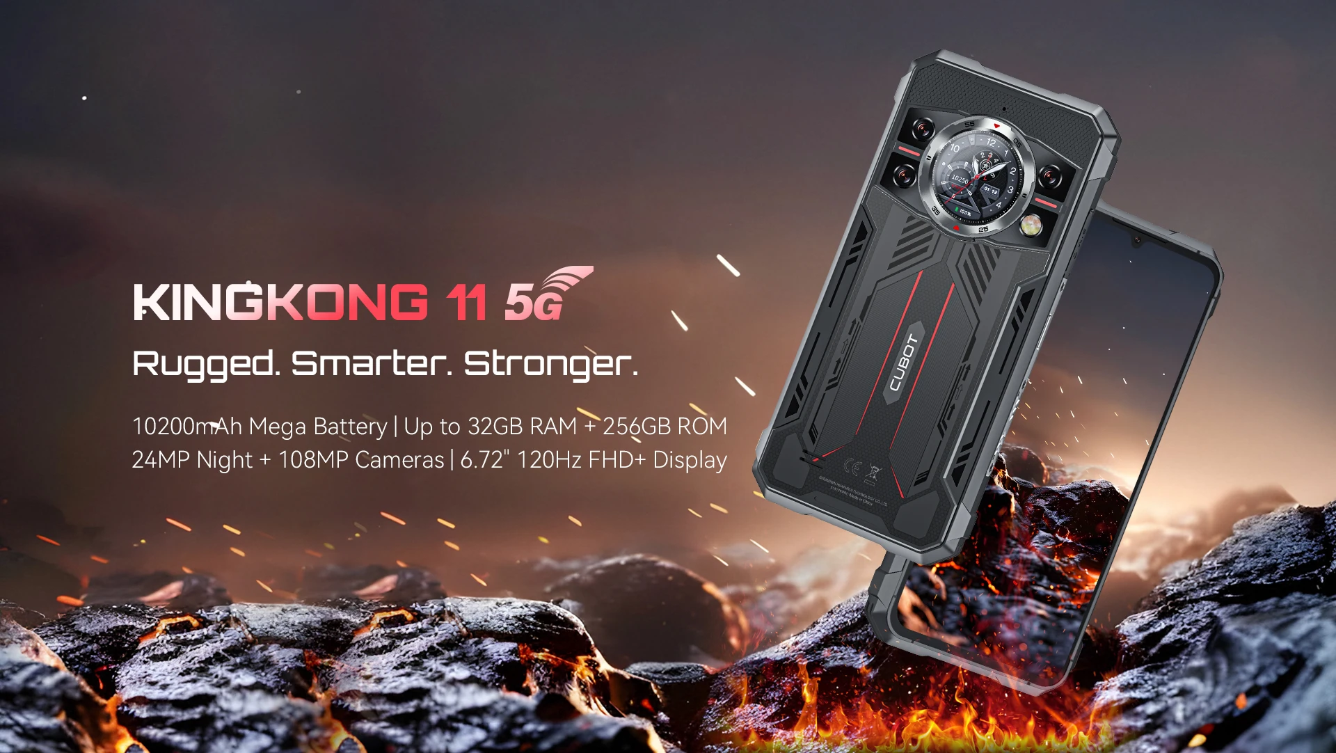 Cubot Kingkong 11 NFC 5G Rugged Phone Dimensity 7025 1.45" Rear Dual Screen 10200mAh 8GB/16GB+256GB Phone108MP 33W Cellphone