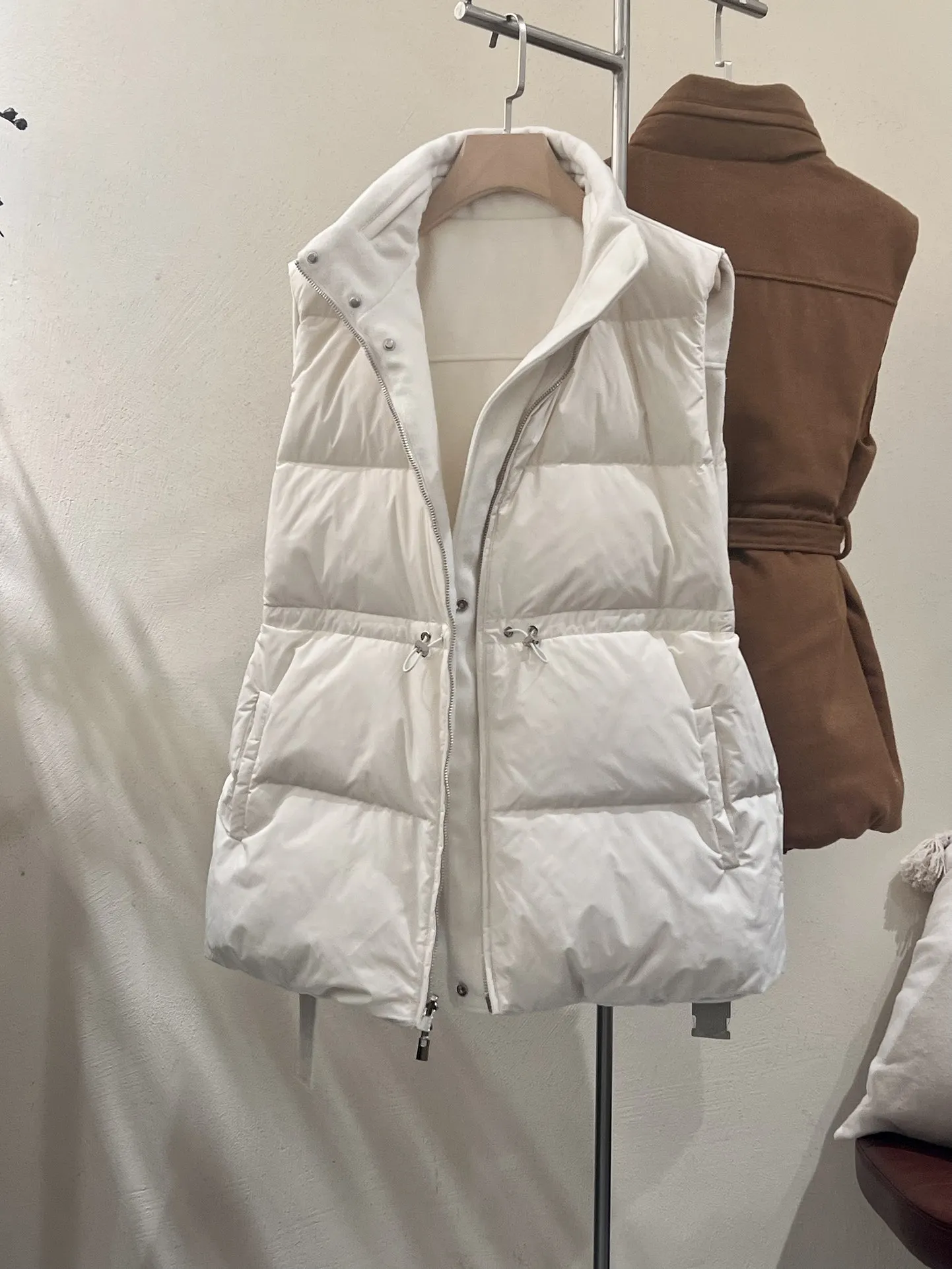 Autumn Winter Women's Reversible Down Vest Casual Straight Jacket