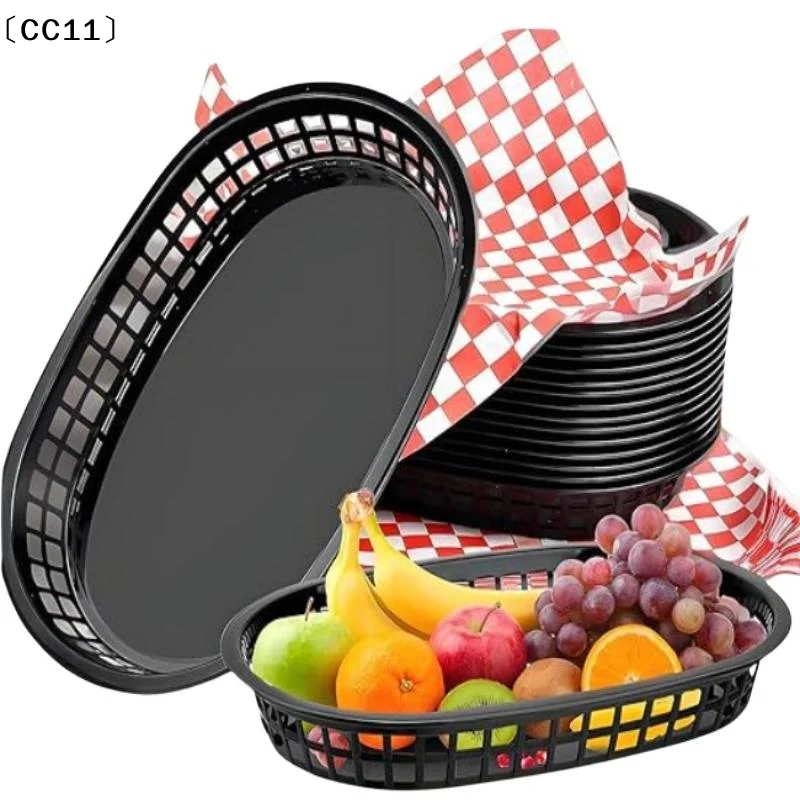 10/20Pcs Food Tray Basket Plastic Tray Fast Food Burger Fries Chicken Hot Dog Bread Serving Tray Basket〔CC11〕