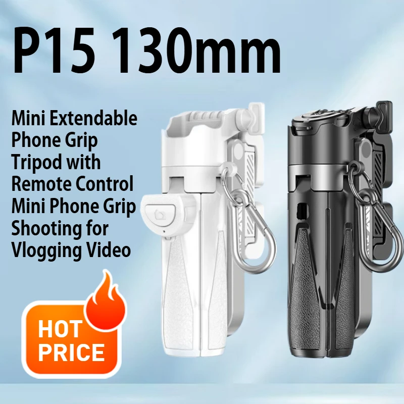 

P15 Selfie Stick Mini Extendable Phone Grip Tripod with Remote Control Mini Phone Grip Shooting for Vlogging Video