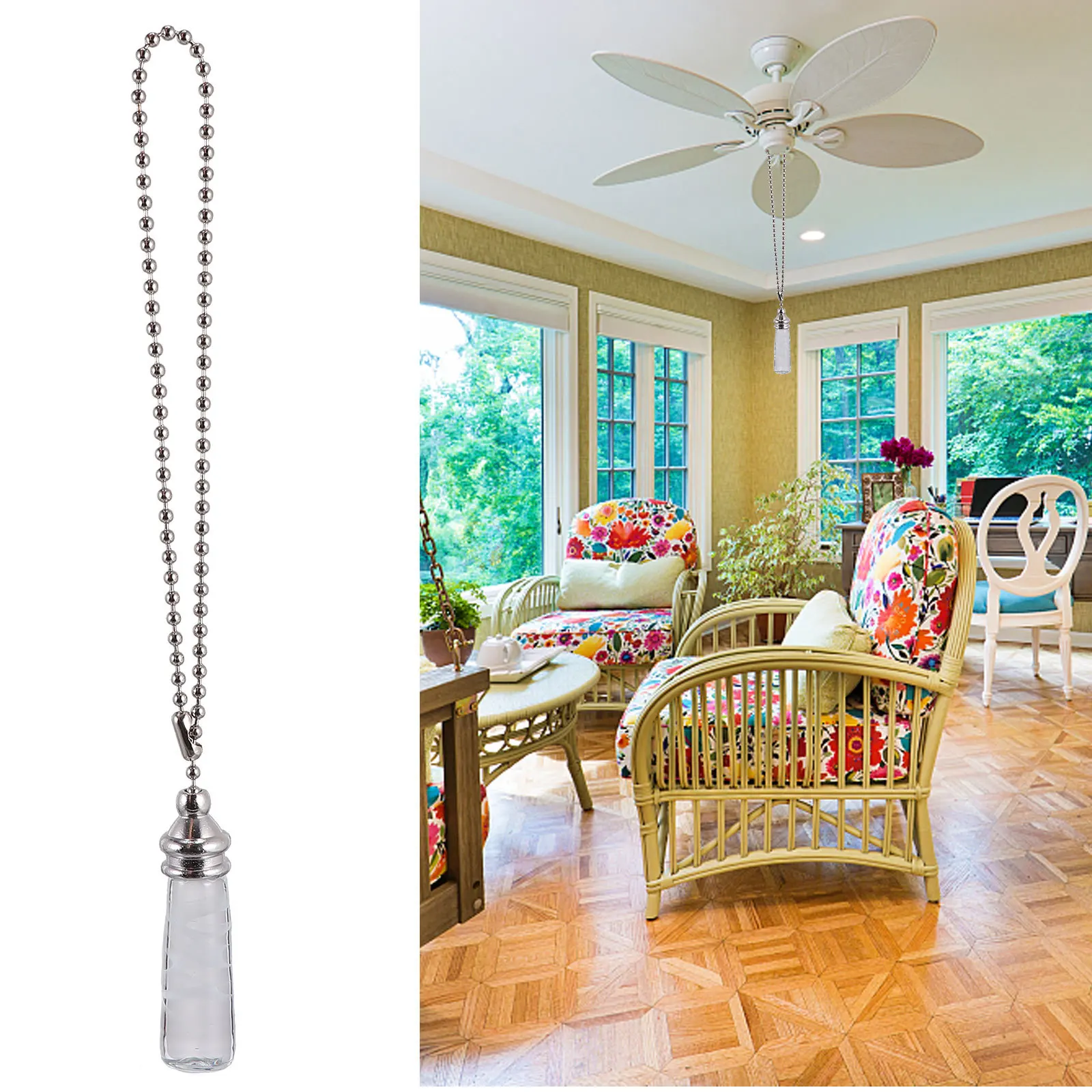 

2Pcs Frosted Silver Pull Chain Decorative Hanging Lamp Pendant Ceiling Chain Home Decor Home Decor