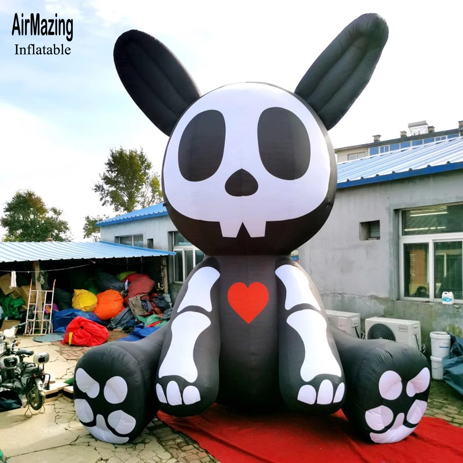 

Crazy Party Giant Inflatable Skeleton Rabbit For Halloween Decoration Exhibition Advertising Blow Up Cute Animal Cartoon