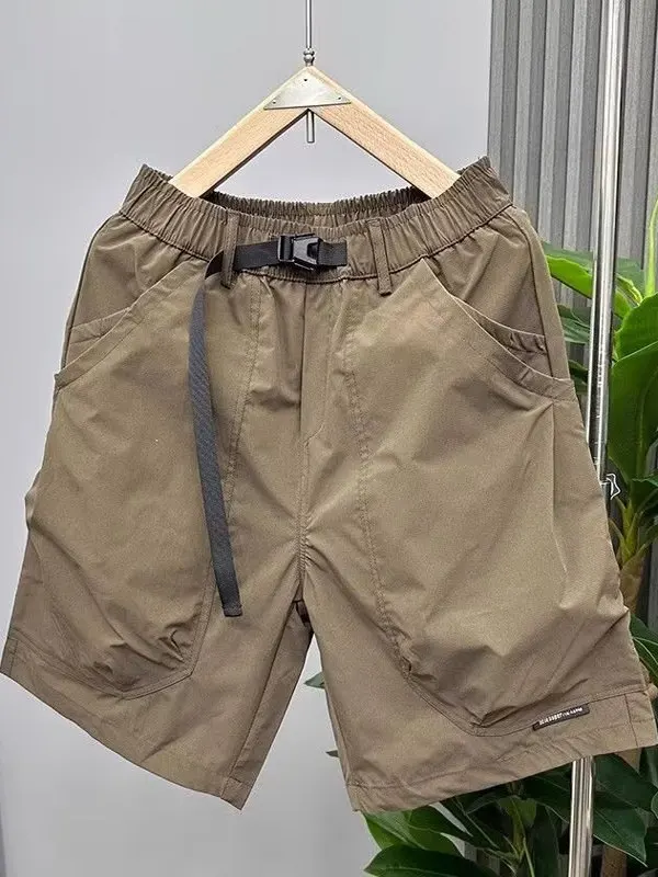 กางเกงทำงานสไตล์ญี่ปุ่นสำหรับผู้ชาย ทรงหลวม ใส่สบาย เหมาะกับฤดูร้อน ทรงขาตรง แห้งเร็ว ความยาวห้าส่วน สไตล์เกาหลี