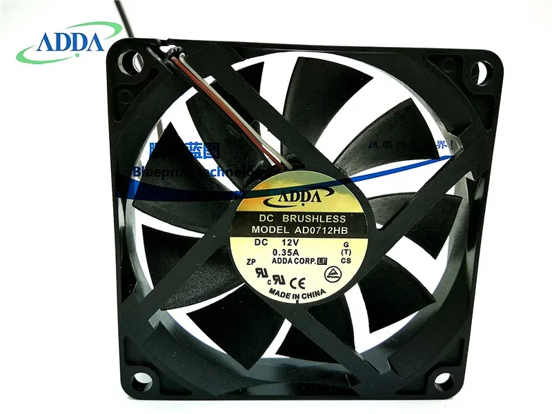 Ad0712hb 7015 7cm Computer Case Cpu Double Ball Bearing 12v0.35a Max Airflow Rate Cooling Wind 70*70*15MM