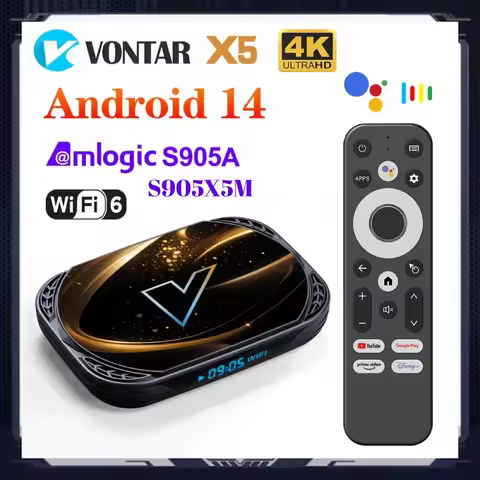 VONTAR Amlogic S905A S905X5M X5 Android 14.0 TV Box Media Player Andorid 14 1000M AV1 4K 60fps Google Player Youtube WiFi6 Box