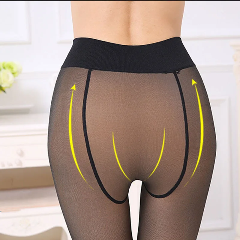 Warm Winter Leggings, High Waist Shapewear, Seamless Tight Fit, Velvet Material, Thicken Fake See-Through, Fall & Winter Wear view 2