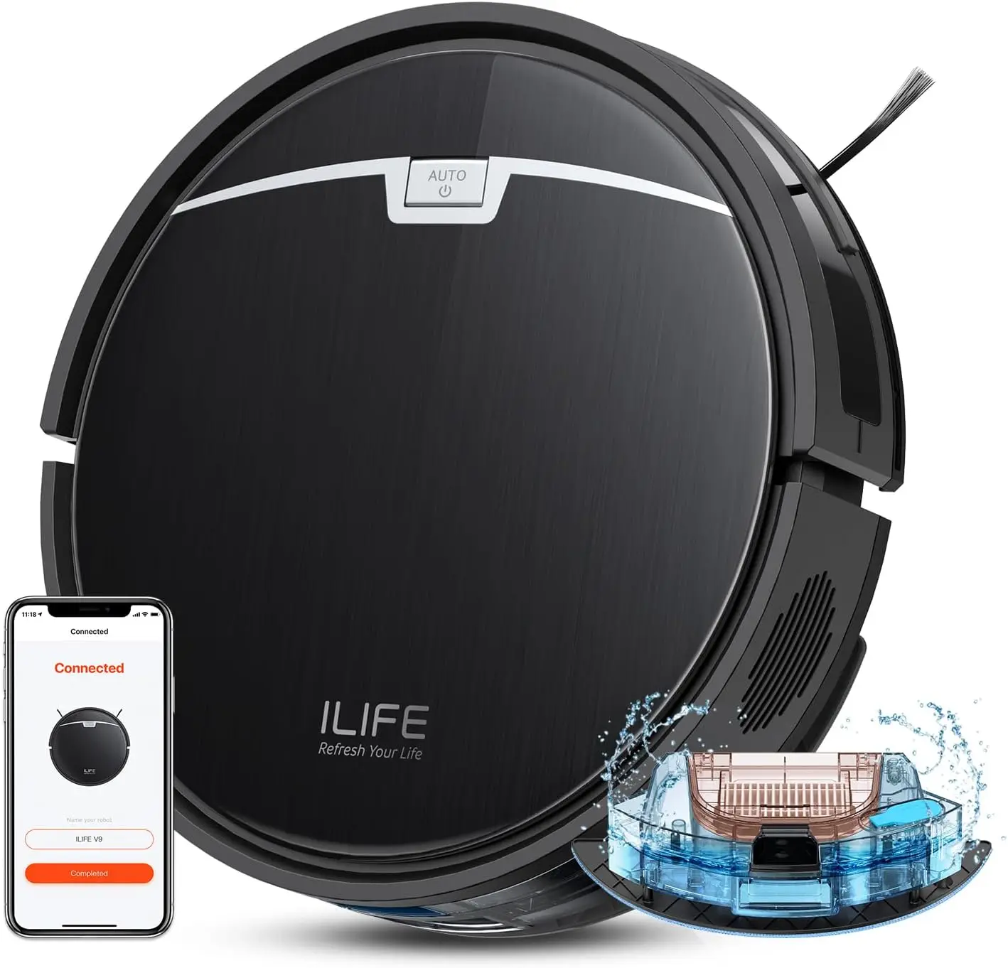 Robot Vacuum and Mop Combo, 3000Pa Strong Suction Robot Vacuum Cleaner with Gyro Navigation, App/Alexa Control, for Pet Hair