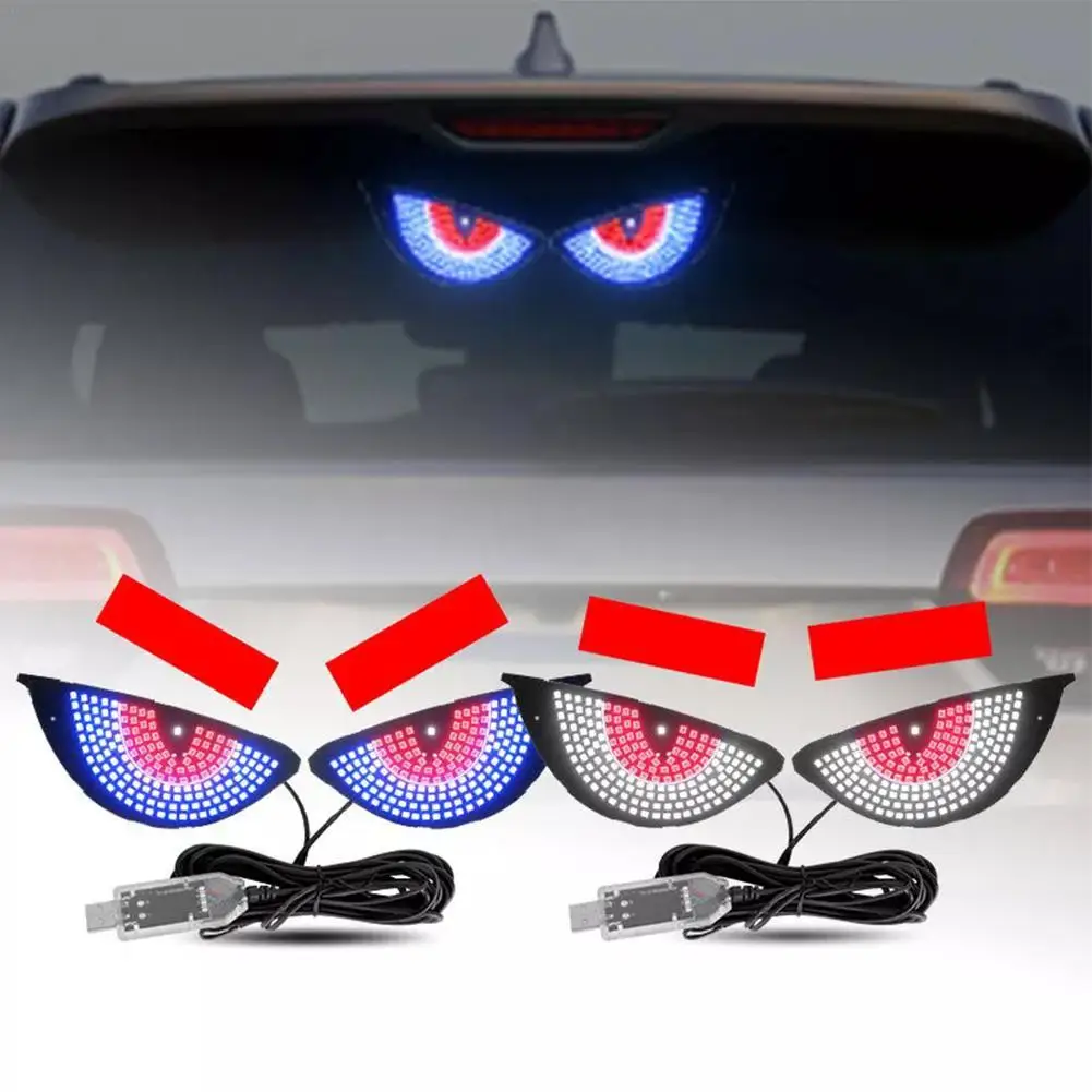 1 Set Car Devil Eyes Light Modification Eye Animation Led Display Decor Pixel Panel Window Trim Lamp USB Multi-Mode Lamp