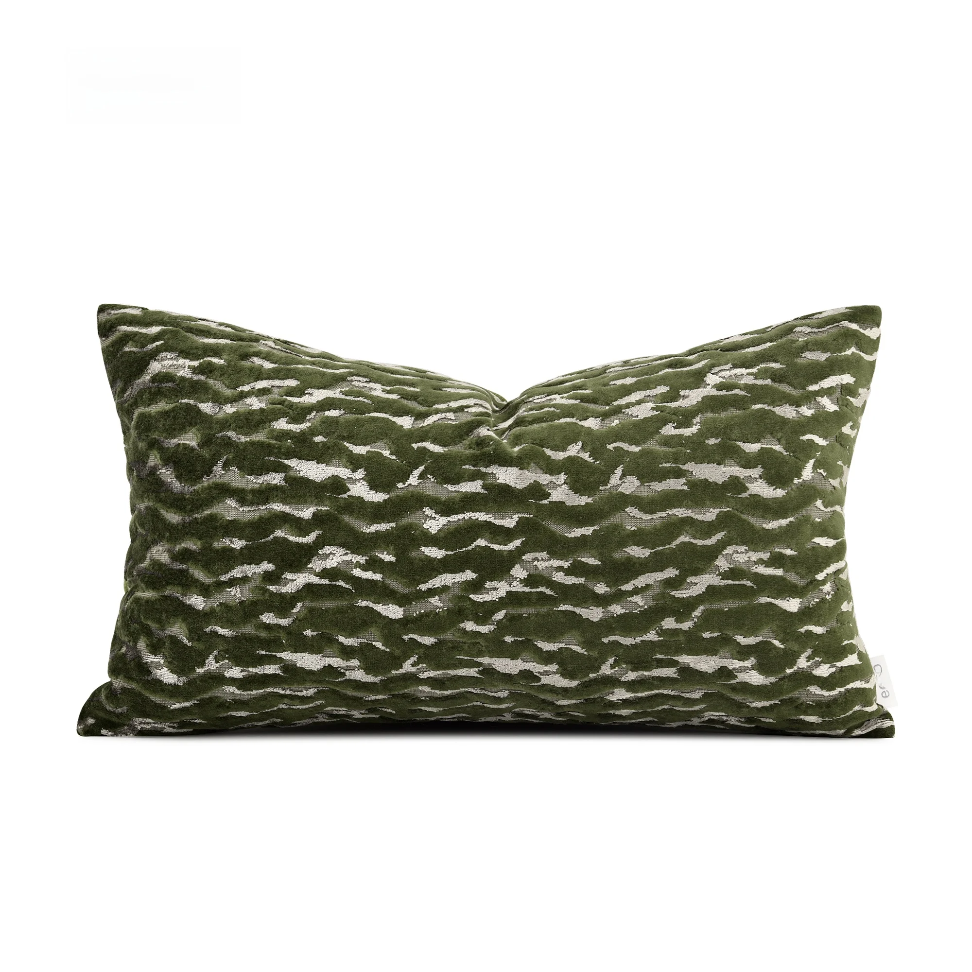  Retro Green Wave Flocking Sofa Sample Room Villa Pillow Backrest Pillow Customizable French Style Rectangular Velvet