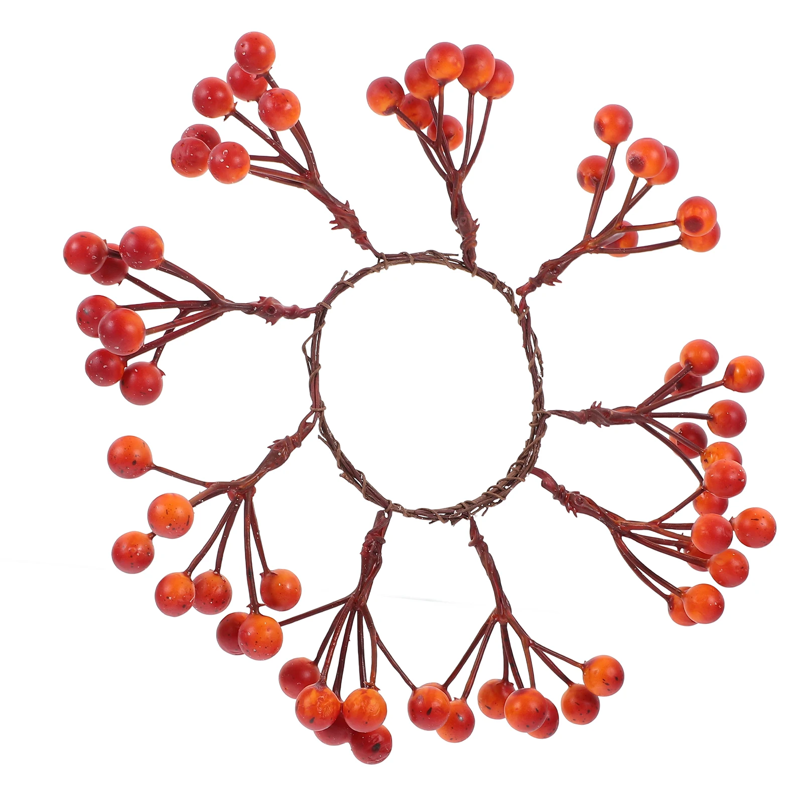 

Orange Fruit Skewers Artificial Pumpkin Decors Small Wreath Desktop Fake Garland Iron Wire Decorations Holiday for Home