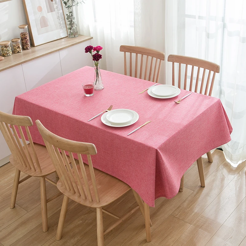Solid Color Fabric Tablecloth Made of Cotton Linen Thickened Plain Color Simple Dining Table Cloth Modern Rectangular Table