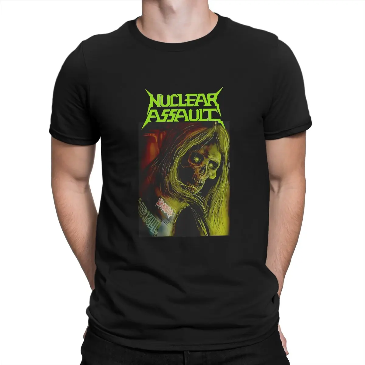 Nuclear Assault Creative TShirt for Men Rock Band Round Neck Pure Cotton T Shirt Hip Hop Birthday Gifts OutdoorWear