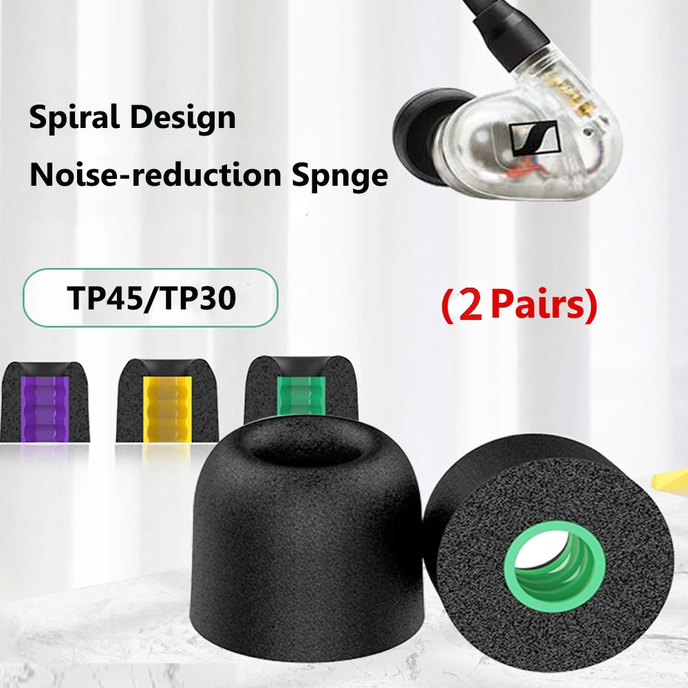 2 Pairs Memory Foam Ear Tips for Sennheiser IE80s se215 1000XM4 Comply Spiral Eartips In-Ear Headphone Anti-Slip Noise Reducing