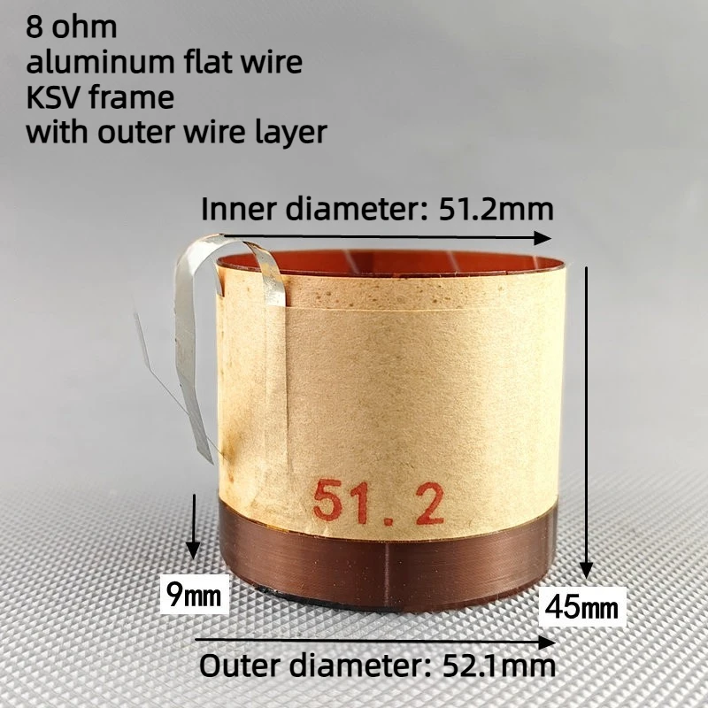 1PCS 51.2 Core Woofer Voice Coil, KSV Skeleton Outer Winding Aluminum Flat Wire, 8Ohm  for JBL Loudspeaker