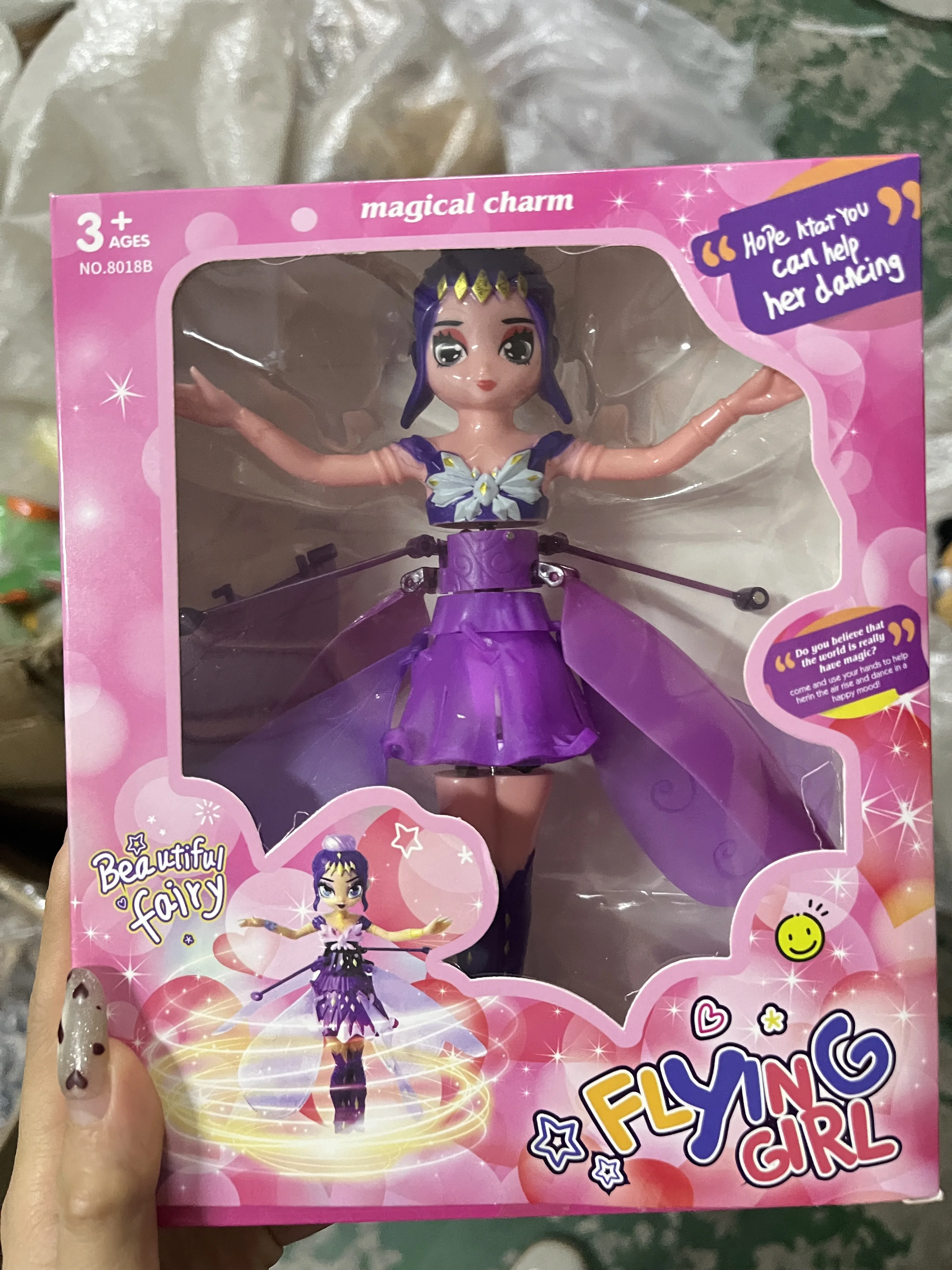 @@회전하는 발광 공주 헬리콥터 인형 춤추는 비행기 제스처 감지 발광 비행 장난감 크리스마스 선물 휴일 선물！