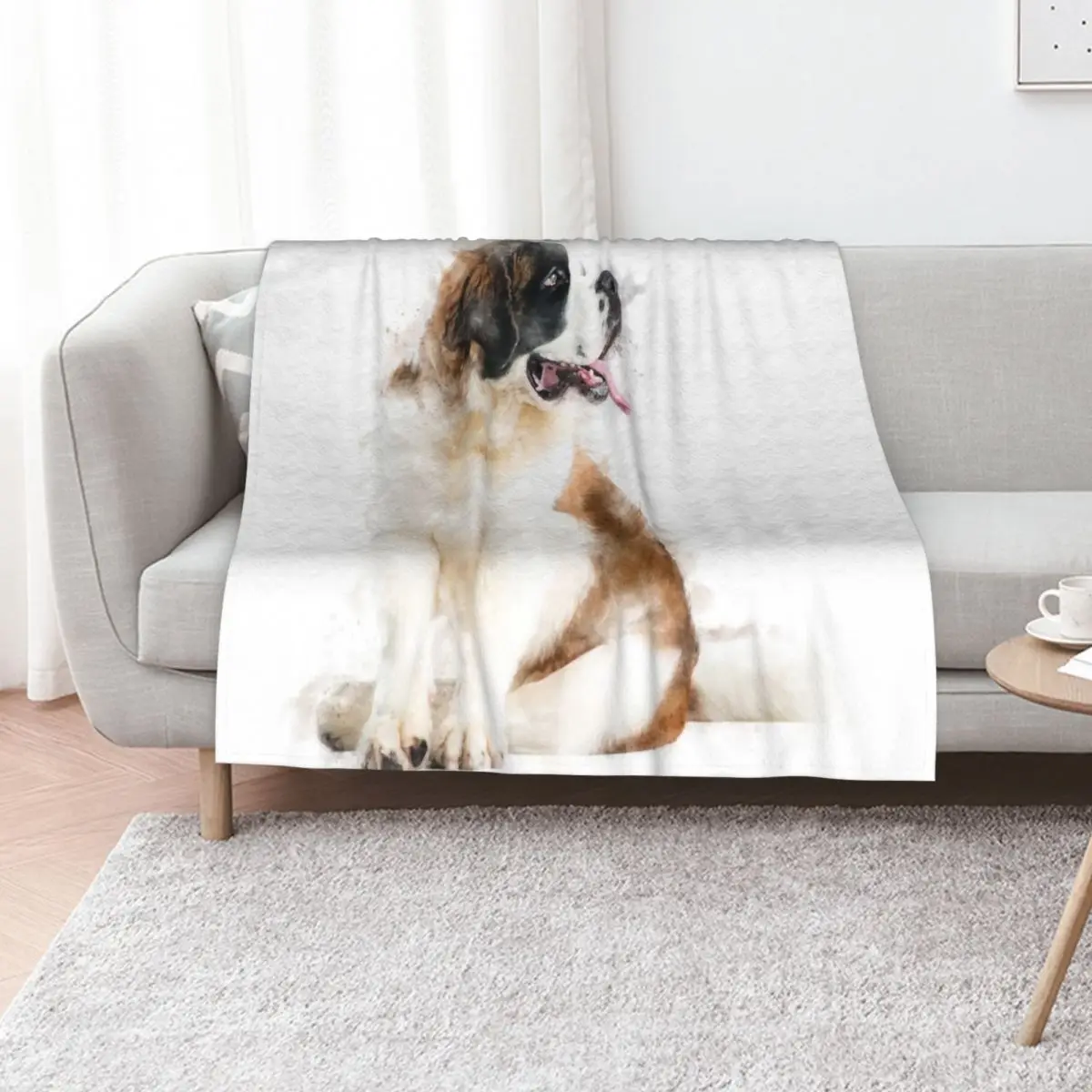 Saint Bernard Watercolour Artwork Throw Blanket Blankets For Bed Blankets For Baby Giant Sofa Furrys Thins Blankets
