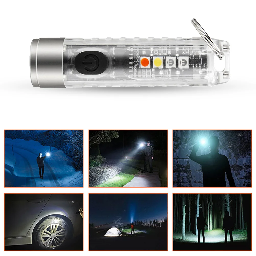 سلسلة مفاتيح Led صغيرة مصباح يدوي سطوع قابل للتعديل مقاوم للماء طويل المدى الشعلة للخارجية أبيض أحمر أرجواني وسائط الضوء حلقة رئيسية