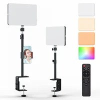 Luz LED bicolor para escritorio, luz de tecla de transmisión RGB con Control remoto, luz de estudio regulable con soporte para teléfono, soporte de escritorio