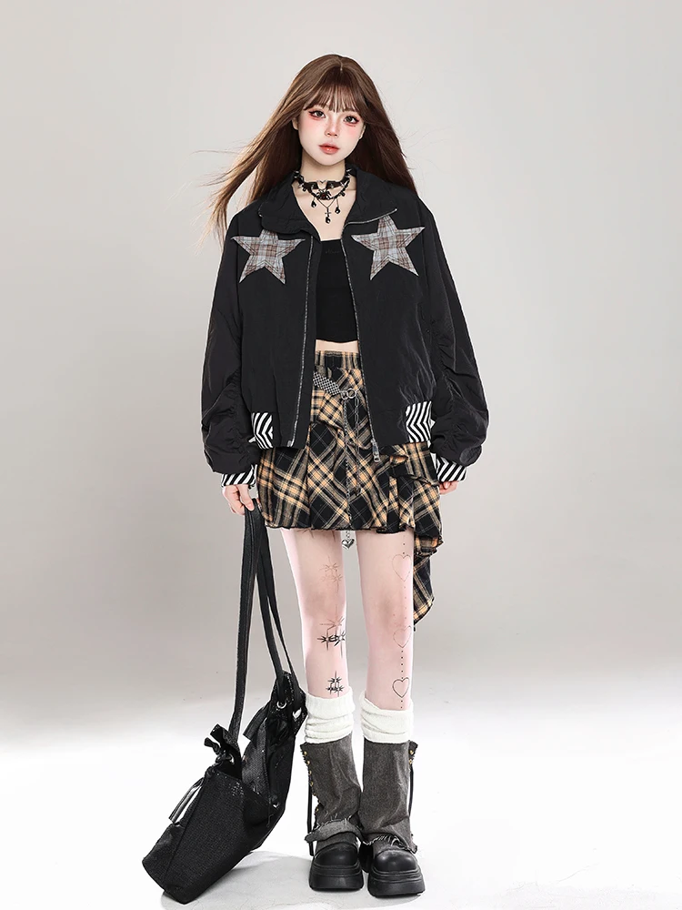 Highstreet Sweet Cool Hot Girl Y2k Skirt High Waist A-line Casual All-matched Irregular Plaid Mini Skirts for Women Spring 2025