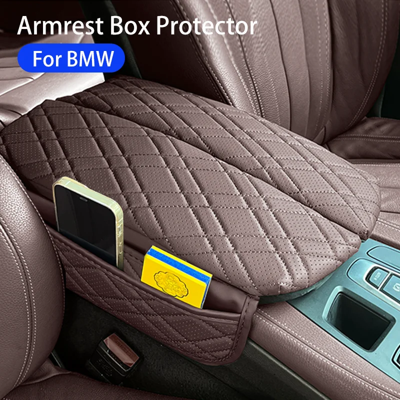 Car Center Console Armrest Protector Cover Pad PU Leather With Storage For BMW X5 G05 F15 X6 G06 F16 X7 G07 G30 G32 6GT F10 G11