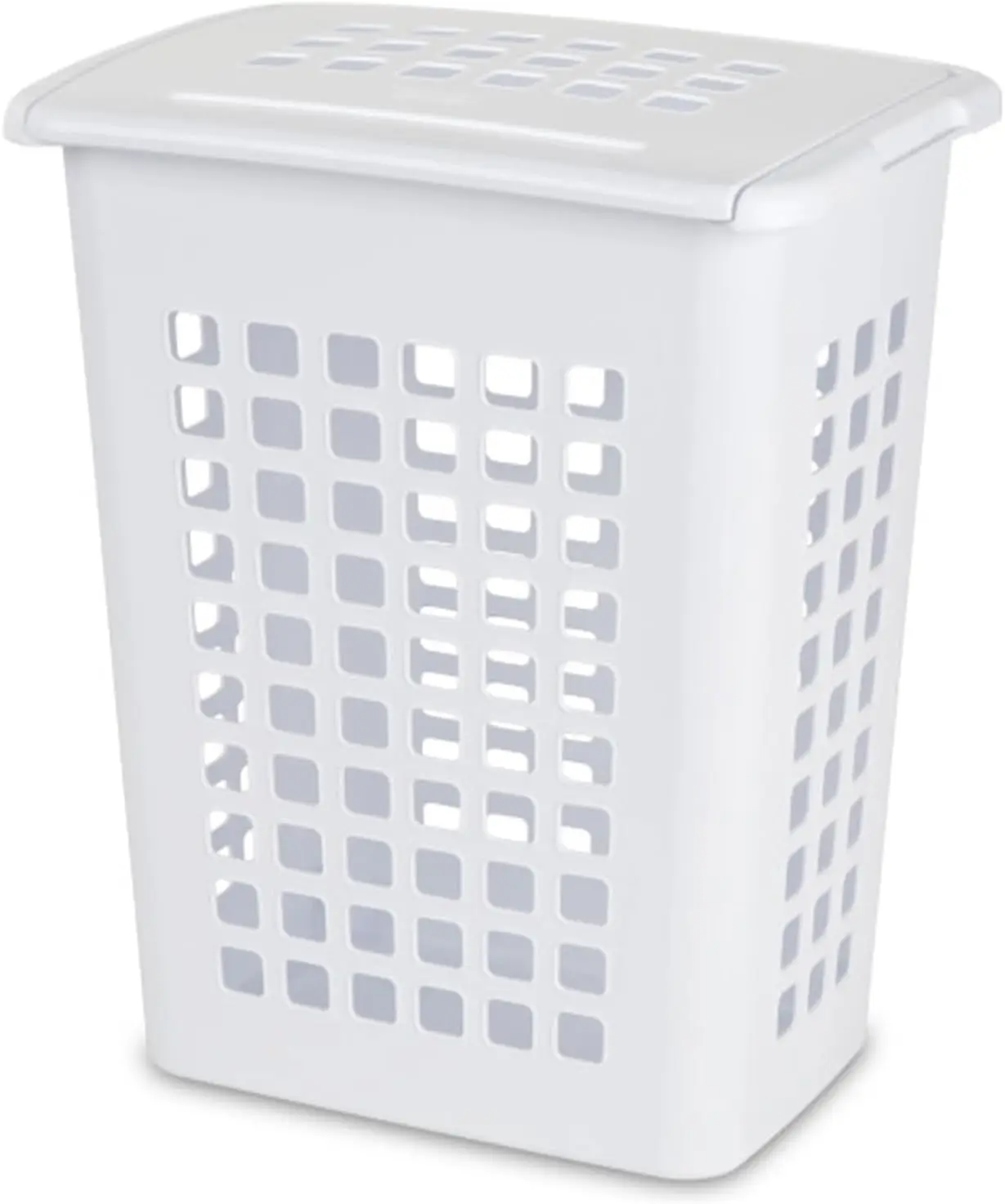 

Large White Plastic Laundry Hamper with Lid, 4-Pack Storage Bins for Clothes and Towels, Ideal for Bathroom and Bedroom