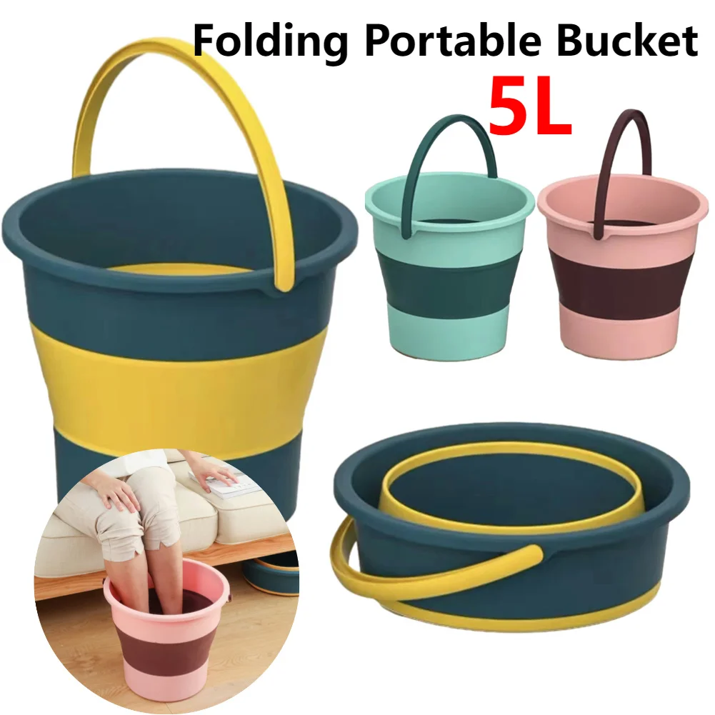 17-5L Collapsible Plastic Bucket Water Bucket Folding Handy Bucket for Bathroom Kitchen Camping Car House Washing Water Bucket