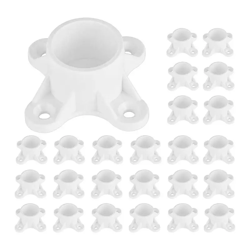 AEE4-25 Packs 1/2 Inch PVC Flange Table Leg Cap Fittings Furniture Screw Tab Caps For Building Furniture Support Feet Making